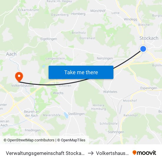 Verwaltungsgemeinschaft Stockach to Volkertshausen map