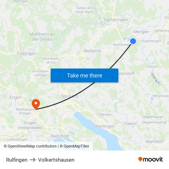 Rulfingen to Volkertshausen map