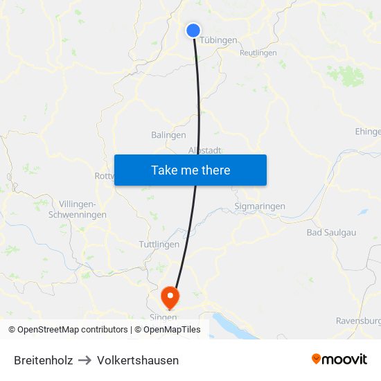 Breitenholz to Volkertshausen map