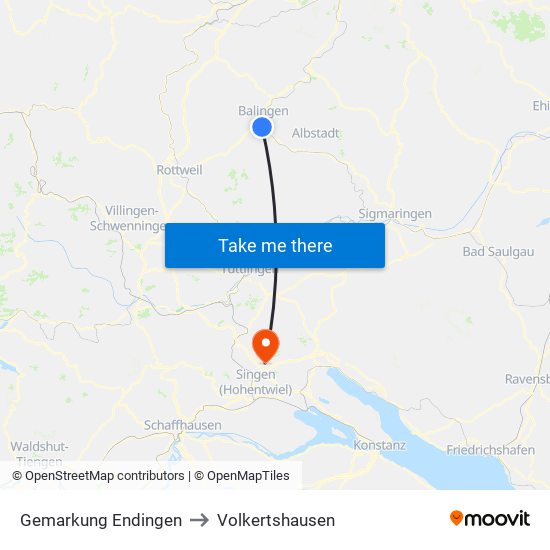 Gemarkung Endingen to Volkertshausen map