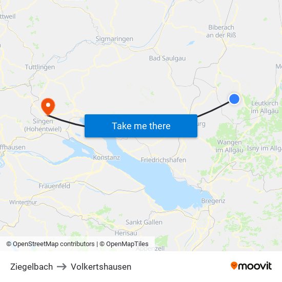 Ziegelbach to Volkertshausen map