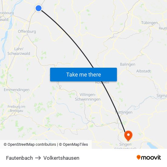Fautenbach to Volkertshausen map