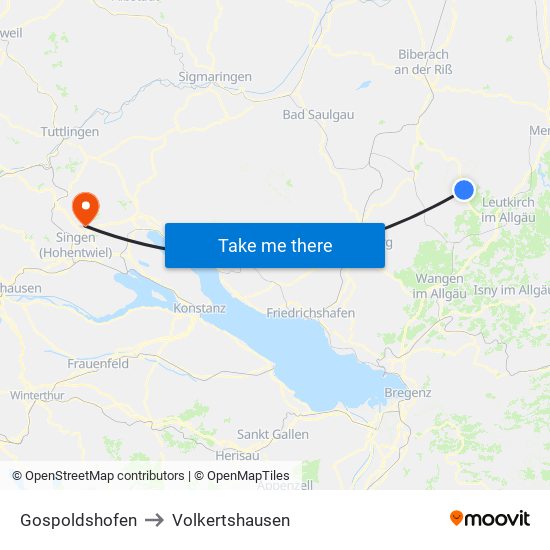 Gospoldshofen to Volkertshausen map