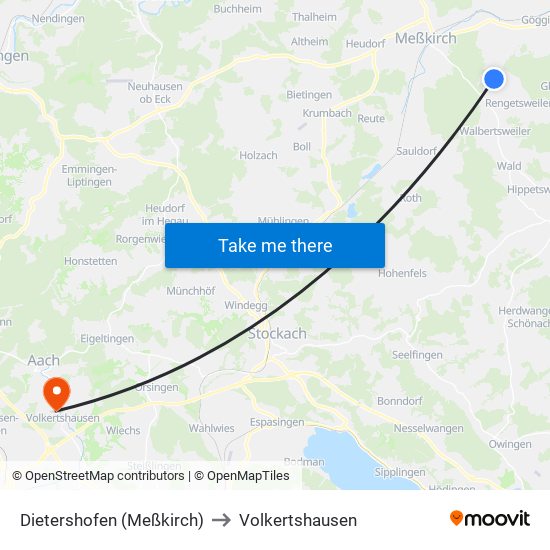 Dietershofen (Meßkirch) to Volkertshausen map