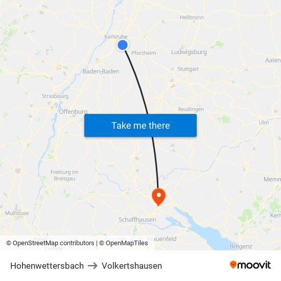 Hohenwettersbach to Volkertshausen map