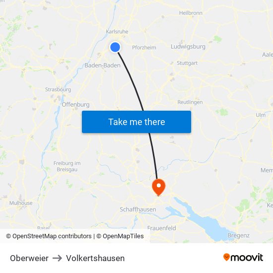 Oberweier to Volkertshausen map