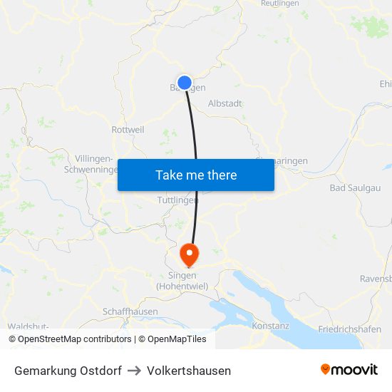 Gemarkung Ostdorf to Volkertshausen map