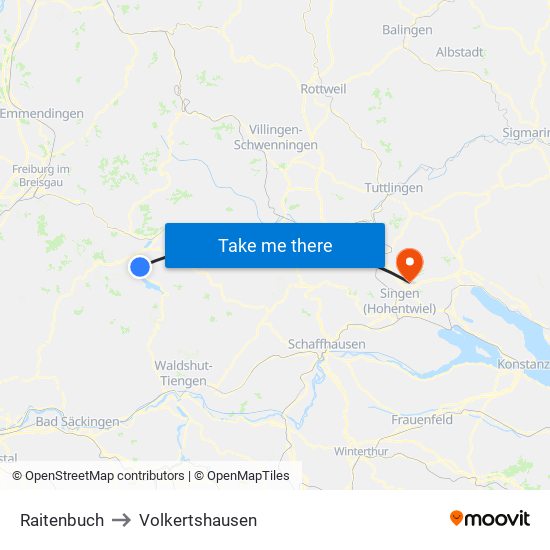 Raitenbuch to Volkertshausen map
