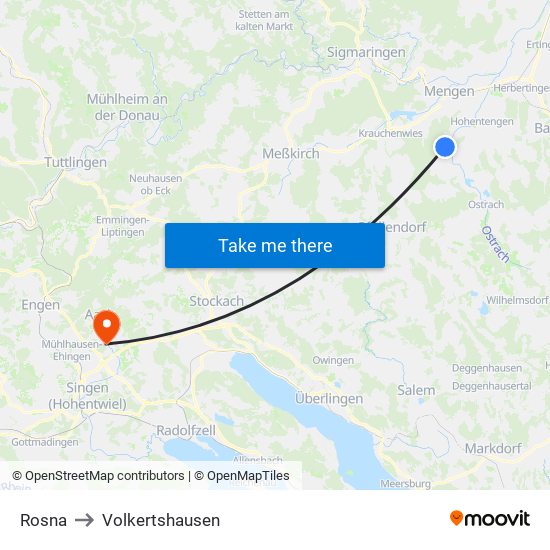 Rosna to Volkertshausen map