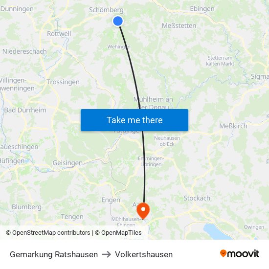Gemarkung Ratshausen to Volkertshausen map