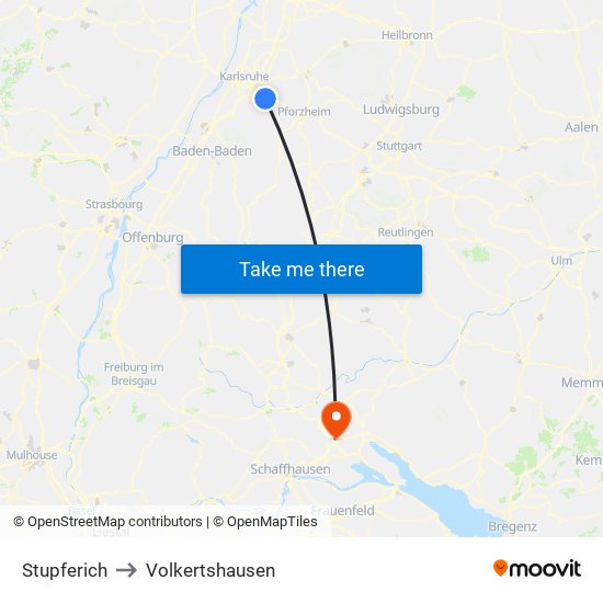 Stupferich to Volkertshausen map