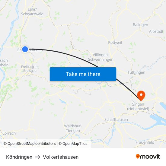 Köndringen to Volkertshausen map