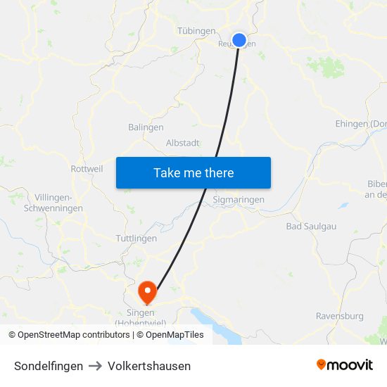 Sondelfingen to Volkertshausen map