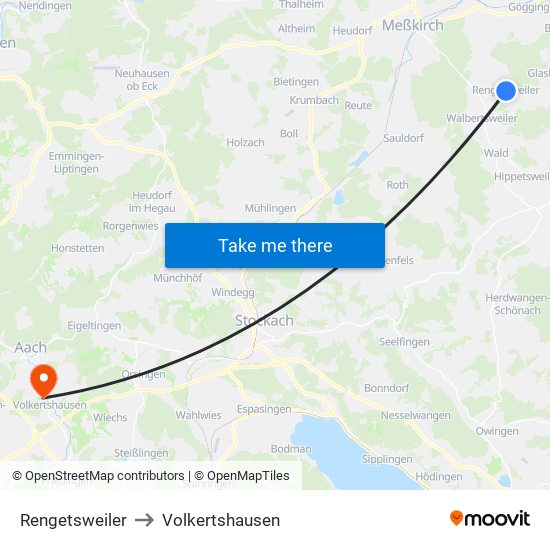Rengetsweiler to Volkertshausen map