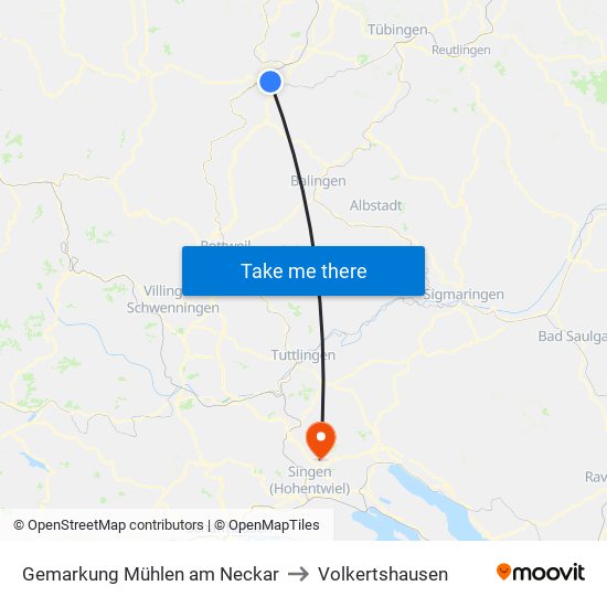Gemarkung Mühlen am Neckar to Volkertshausen map
