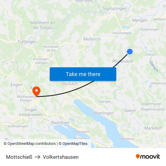 Mottschieß to Volkertshausen map