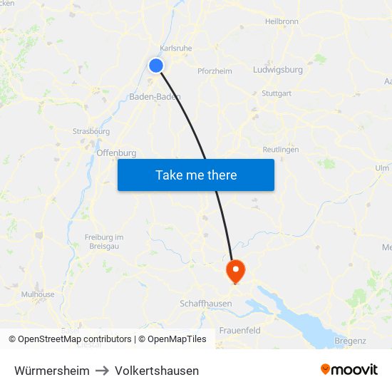 Würmersheim to Volkertshausen map