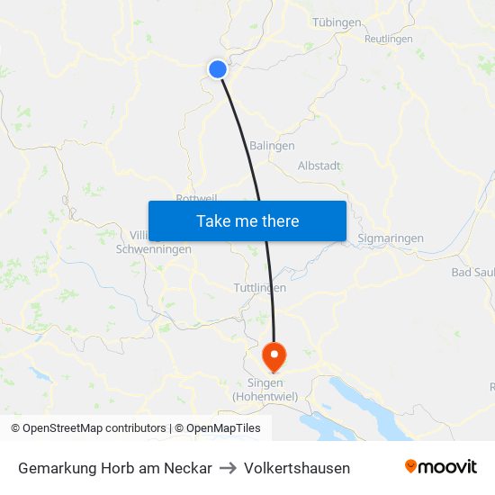 Gemarkung Horb am Neckar to Volkertshausen map