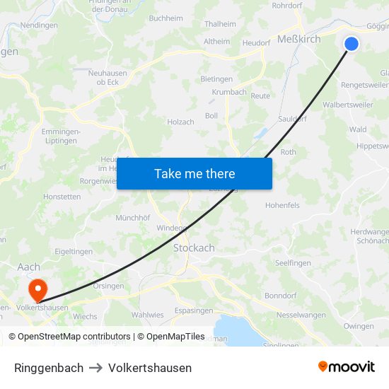 Ringgenbach to Volkertshausen map