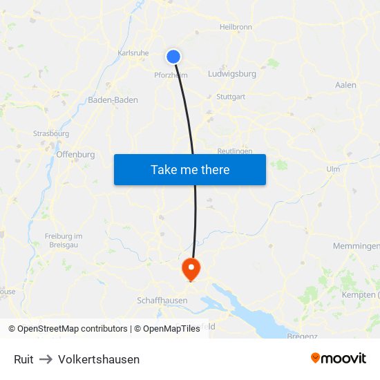 Ruit to Volkertshausen map