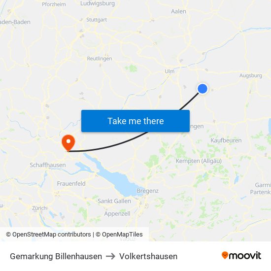 Gemarkung Billenhausen to Volkertshausen map