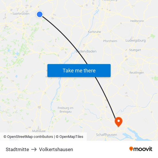 Stadtmitte to Volkertshausen map