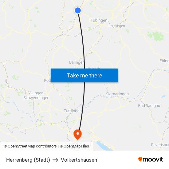 Herrenberg (Stadt) to Volkertshausen map