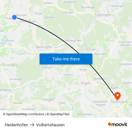 Heidenhofen to Volkertshausen map