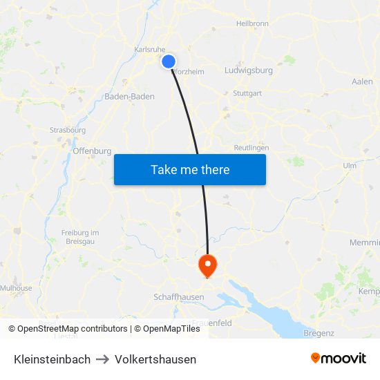 Kleinsteinbach to Volkertshausen map