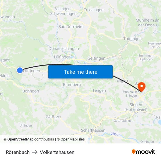 Rötenbach to Volkertshausen map