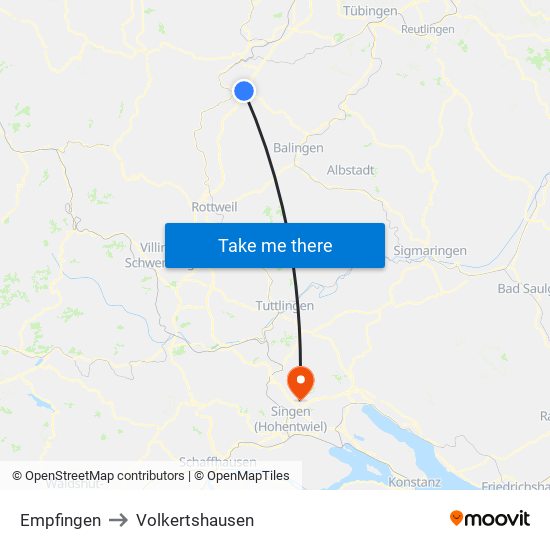 Empfingen to Volkertshausen map