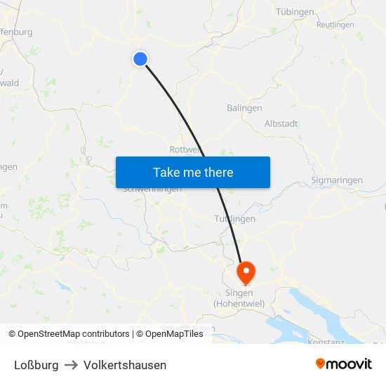 Loßburg to Volkertshausen map