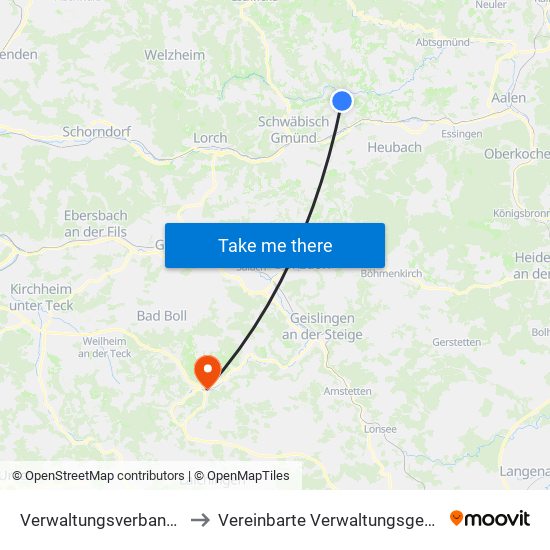 Verwaltungsverband Leintal-Frickenhofer Höhe to Vereinbarte Verwaltungsgemeinschaft Der Gemeinde Deggingen map