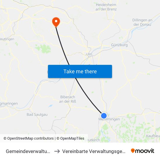 Gemeindeverwaltungsverband Rot-Tannheim to Vereinbarte Verwaltungsgemeinschaft Der Gemeinde Deggingen map