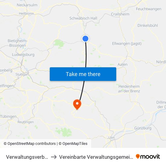 Verwaltungsverband Limpurger Land to Vereinbarte Verwaltungsgemeinschaft Der Gemeinde Deggingen map