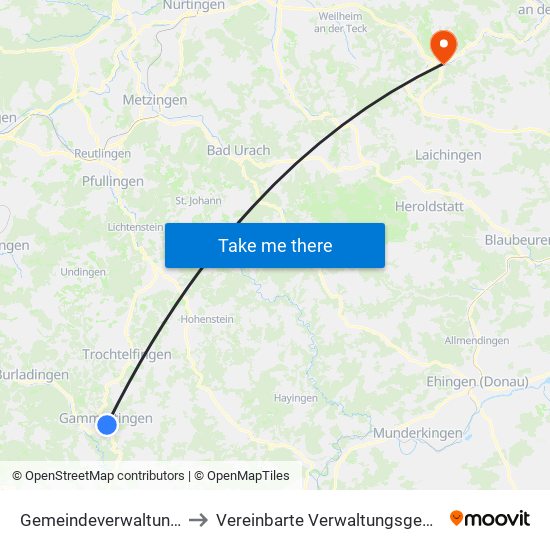 Gemeindeverwaltungsverband Gammertingen to Vereinbarte Verwaltungsgemeinschaft Der Gemeinde Deggingen map