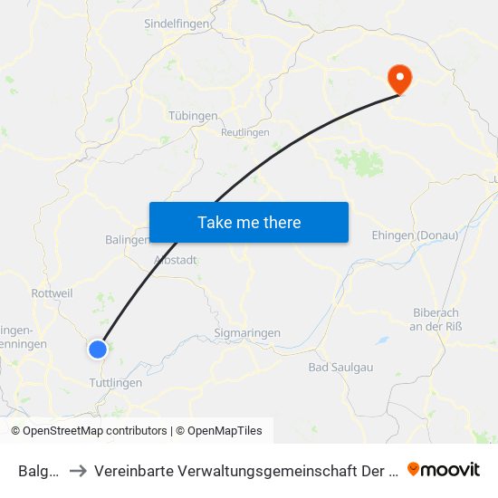 Balgheim to Vereinbarte Verwaltungsgemeinschaft Der Gemeinde Deggingen map