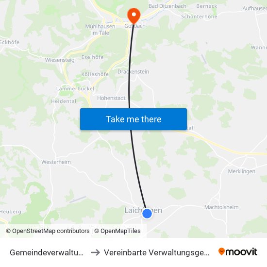 Gemeindeverwaltungsverband Laichinger Alb to Vereinbarte Verwaltungsgemeinschaft Der Gemeinde Deggingen map