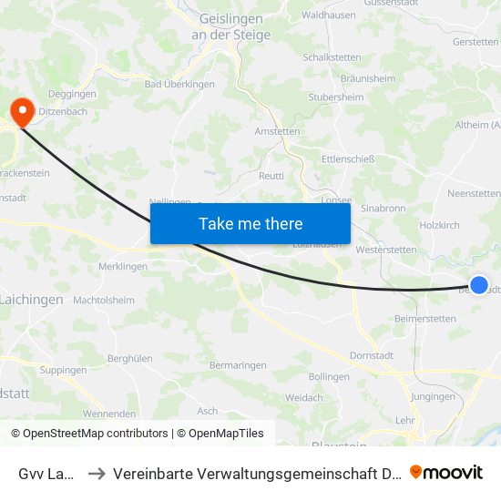 Gvv Langenau to Vereinbarte Verwaltungsgemeinschaft Der Gemeinde Deggingen map