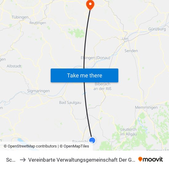 Schlier to Vereinbarte Verwaltungsgemeinschaft Der Gemeinde Deggingen map