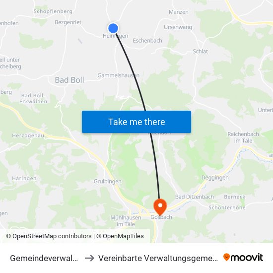 Gemeindeverwaltungsverband Voralb to Vereinbarte Verwaltungsgemeinschaft Der Gemeinde Deggingen map