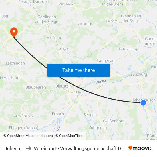 Ichenhausen to Vereinbarte Verwaltungsgemeinschaft Der Gemeinde Deggingen map