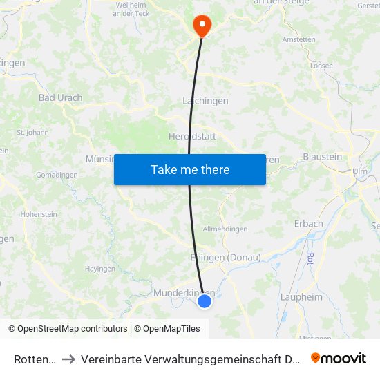 Rottenacker to Vereinbarte Verwaltungsgemeinschaft Der Gemeinde Deggingen map