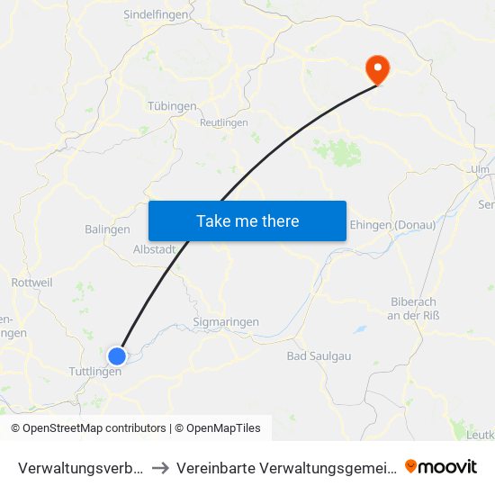 Verwaltungsverband Donau-Heuberg to Vereinbarte Verwaltungsgemeinschaft Der Gemeinde Deggingen map