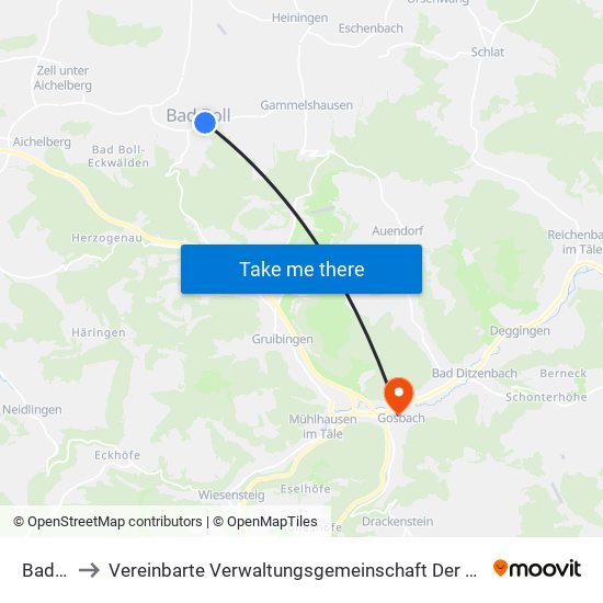 Bad Boll to Vereinbarte Verwaltungsgemeinschaft Der Gemeinde Deggingen map