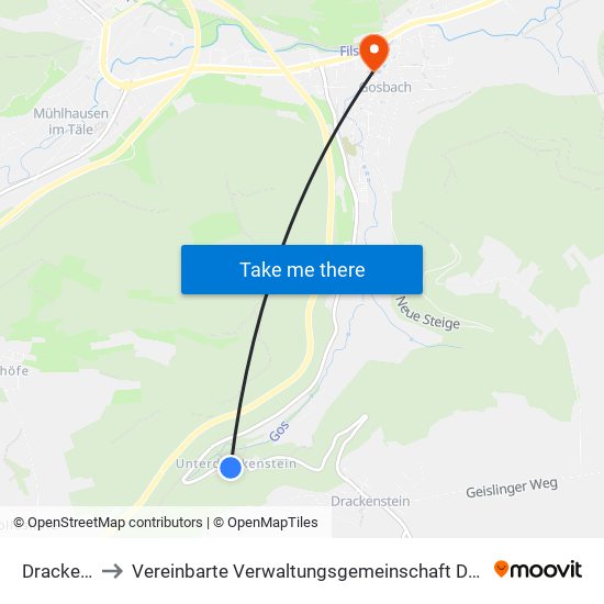 Drackenstein to Vereinbarte Verwaltungsgemeinschaft Der Gemeinde Deggingen map