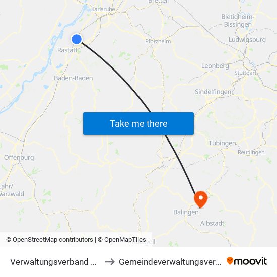 Verwaltungsverband Durmersheim to Gemeindeverwaltungsverband Bisingen map