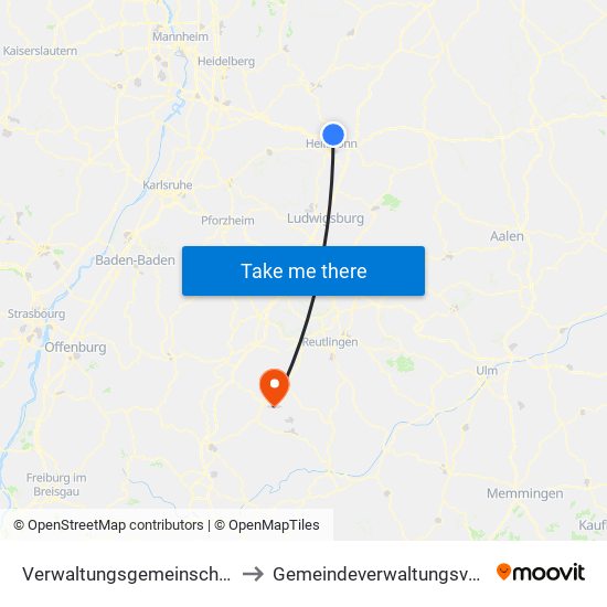 Verwaltungsgemeinschaft Neckarsulm to Gemeindeverwaltungsverband Bisingen map