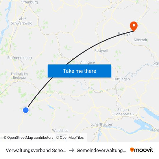 Verwaltungsverband Schönau Im Schwarzwald to Gemeindeverwaltungsverband Bisingen map