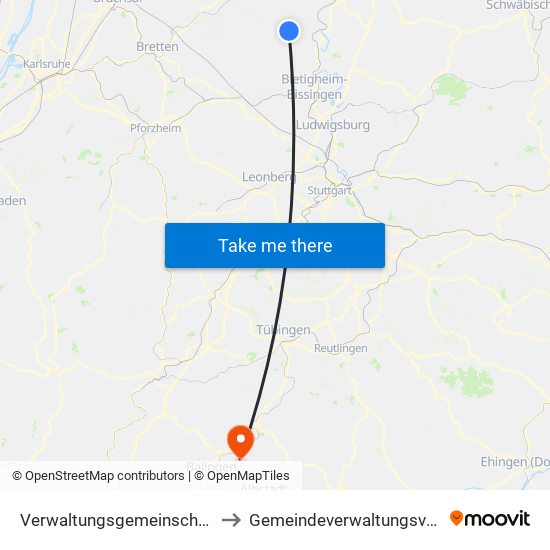 Verwaltungsgemeinschaft Brackenheim to Gemeindeverwaltungsverband Bisingen map